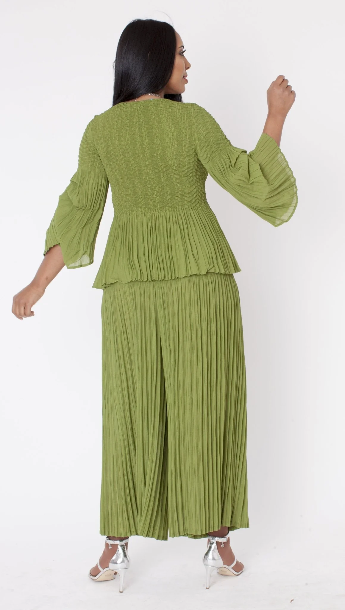 Ruched Sleeve Pleated Pantset - 82909 - Image 2
