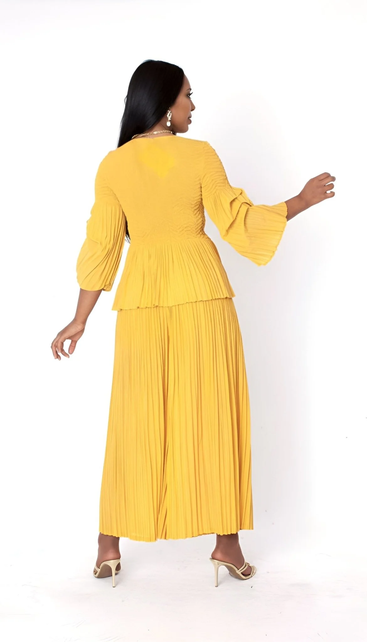 Ruched Sleeve Pleated Pantset - 82909 - Image 4