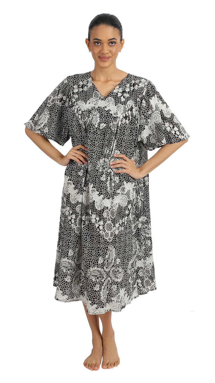 Contrast Lace-print Patio Dress by Sante