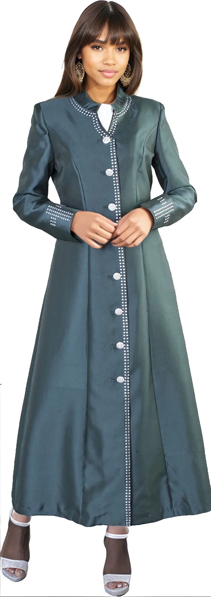Satin Cassock Robe with Rhinestone Button Front - 4445 - Image 3