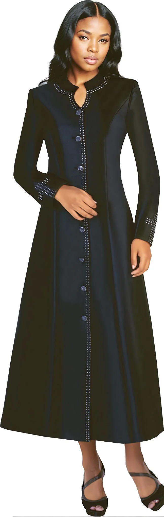 Satin Cassock Robe with Rhinestone Button Front - 4445 - Image 4