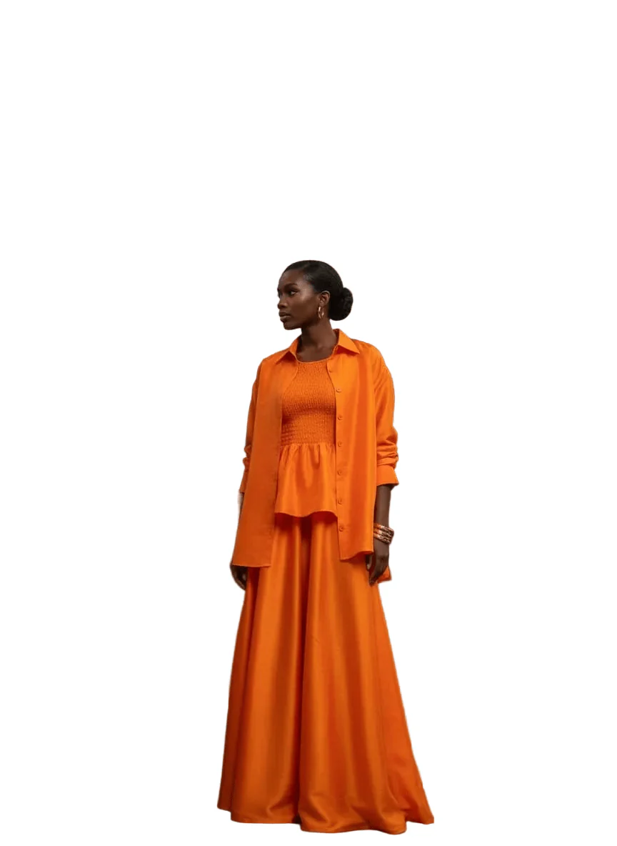 Sheen Oversized Shirt & Smocked Palazzo Set