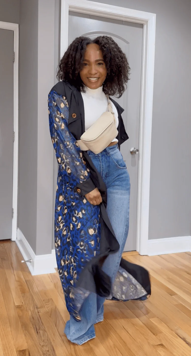 Sherbert Blue Mesh Trench Coat - Image 5
