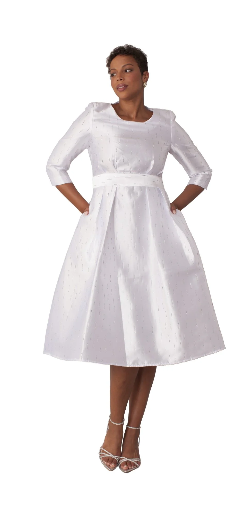 Shimmer A-Line Tea Length Dress - 9763