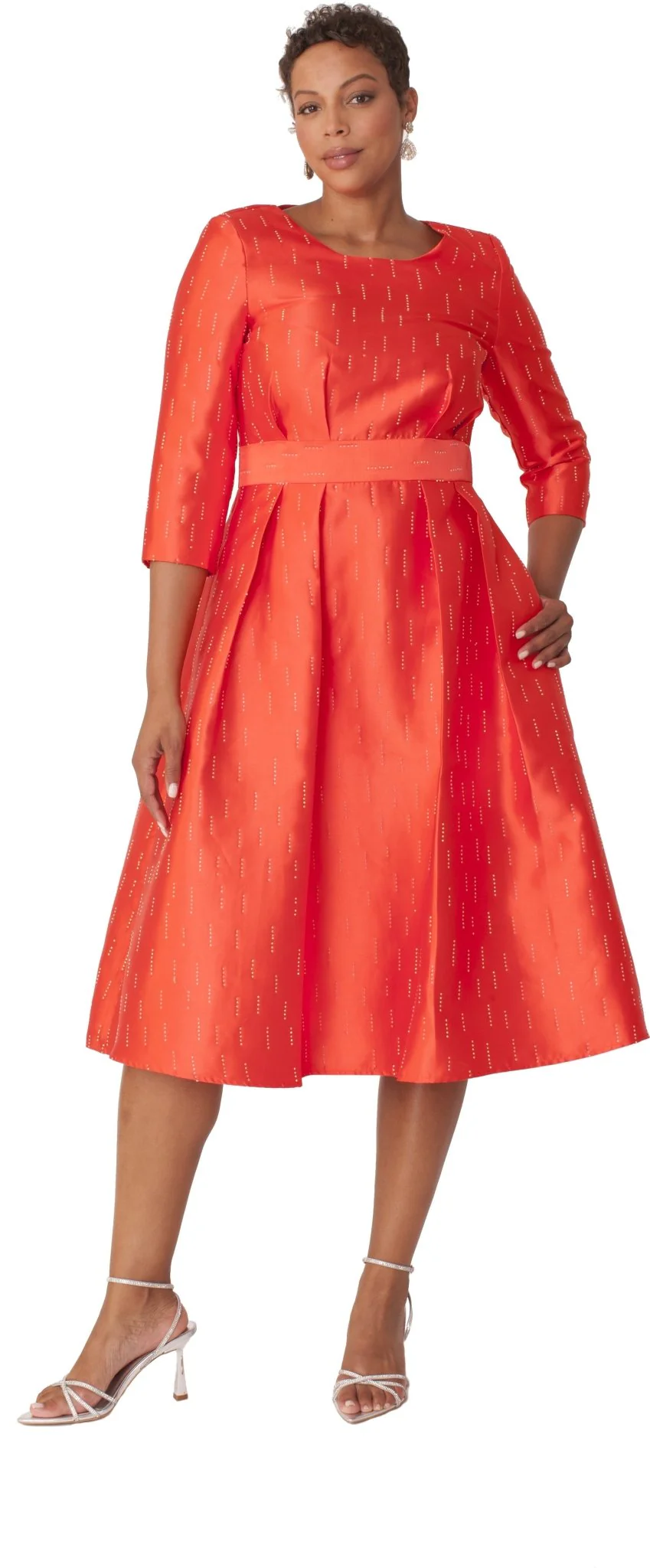 Shimmer A-Line Tea Length Dress - 9763 - Image 3
