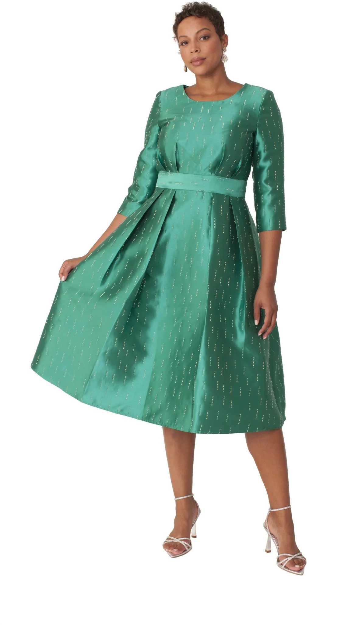 Shimmer A-Line Tea Length Dress - 9763 - Image 5