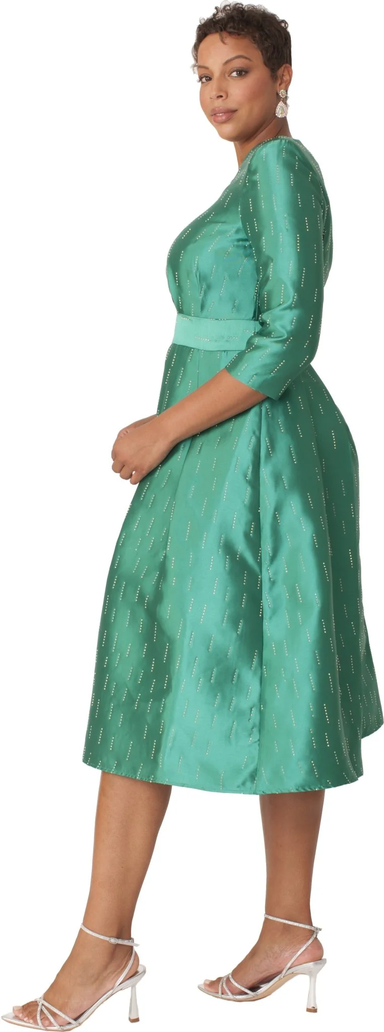 Shimmer A-Line Tea Length Dress - 9763 - Image 6