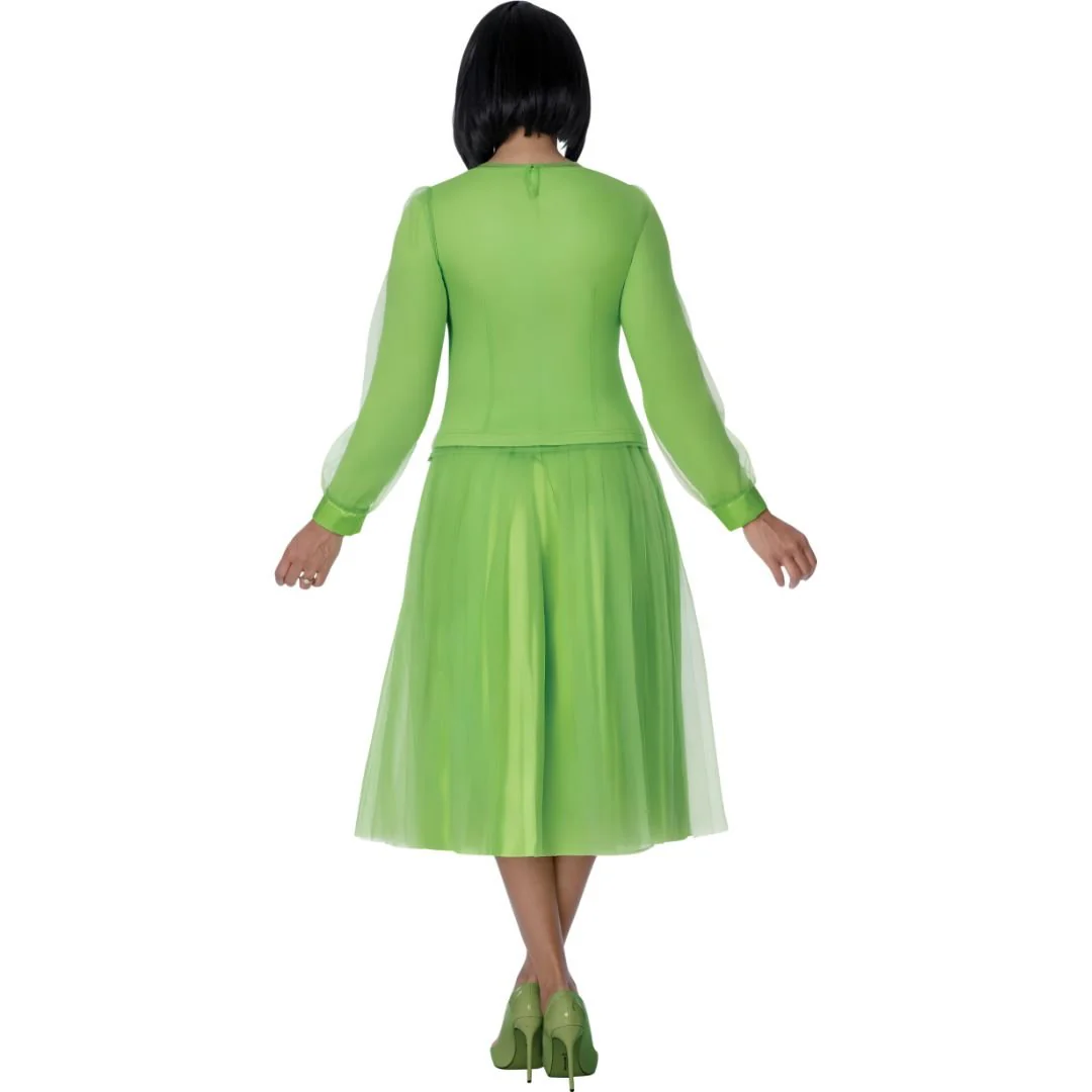 Lime Green Tulle Rosette Midi Dress - Stellar Looks - Image 2