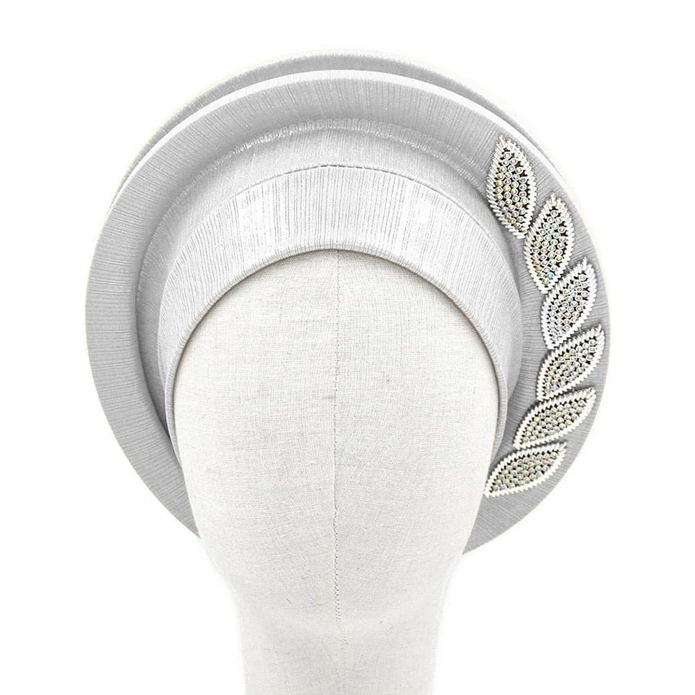 Stone Paved Marquise Leaf Accent Layered Turban Hair Wrap - Image 9
