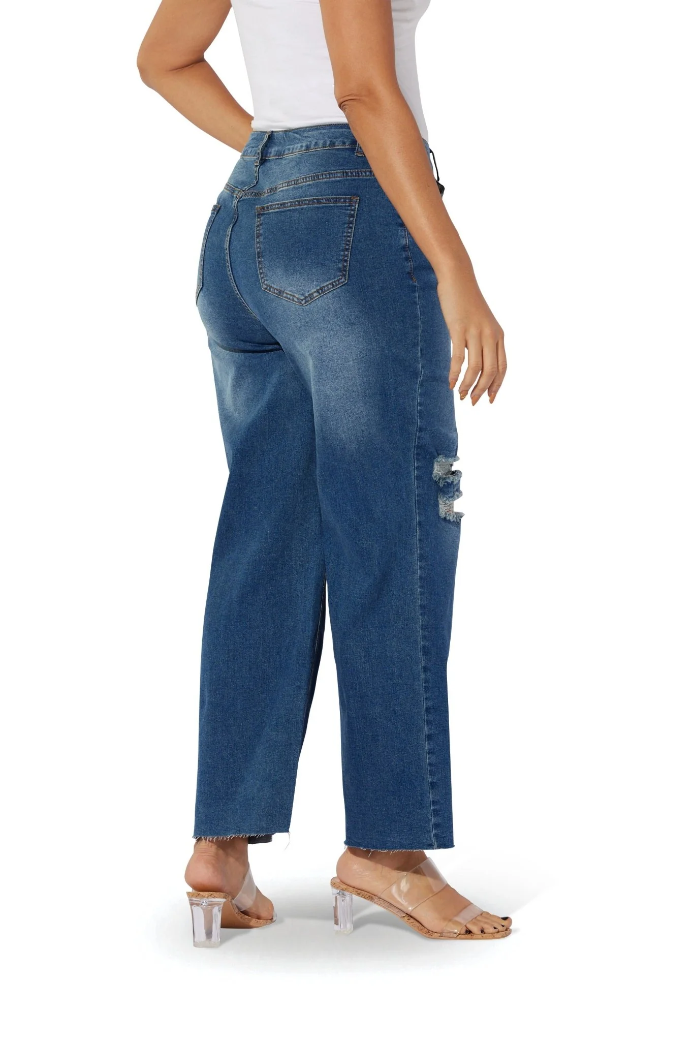 Dark Denim Distressed Jean by Studio EY