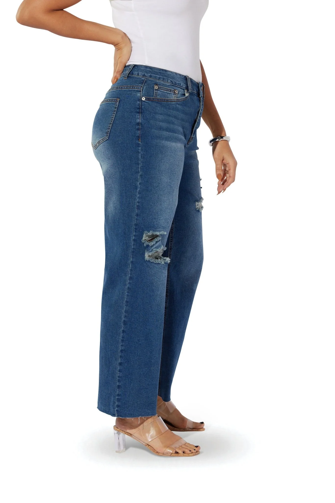 Dark Denim Distressed Jean by Studio EY - Image 2
