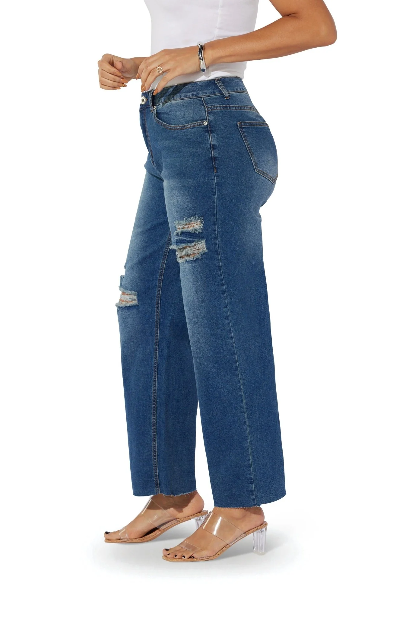 Dark Denim Distressed Jean by Studio EY - Image 3