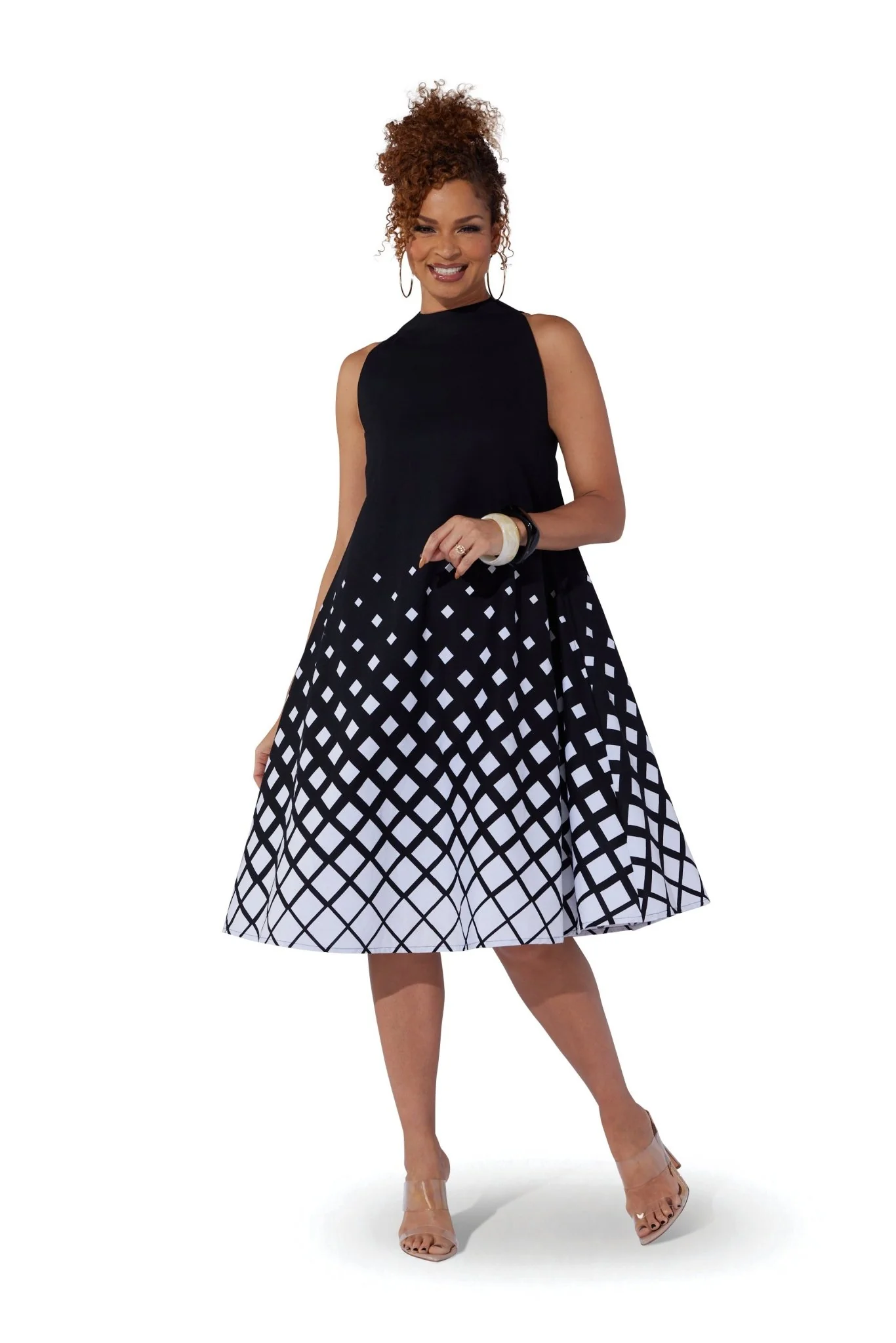 Lattice Print Swing Midi Dress by Studio EY - Image 2