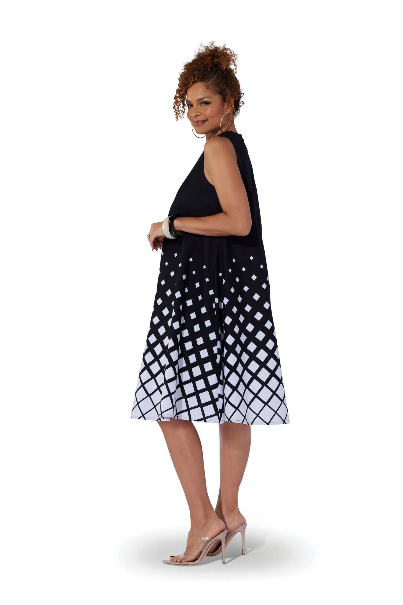 Lattice Print Swing Midi Dress by Studio EY - Image 3
