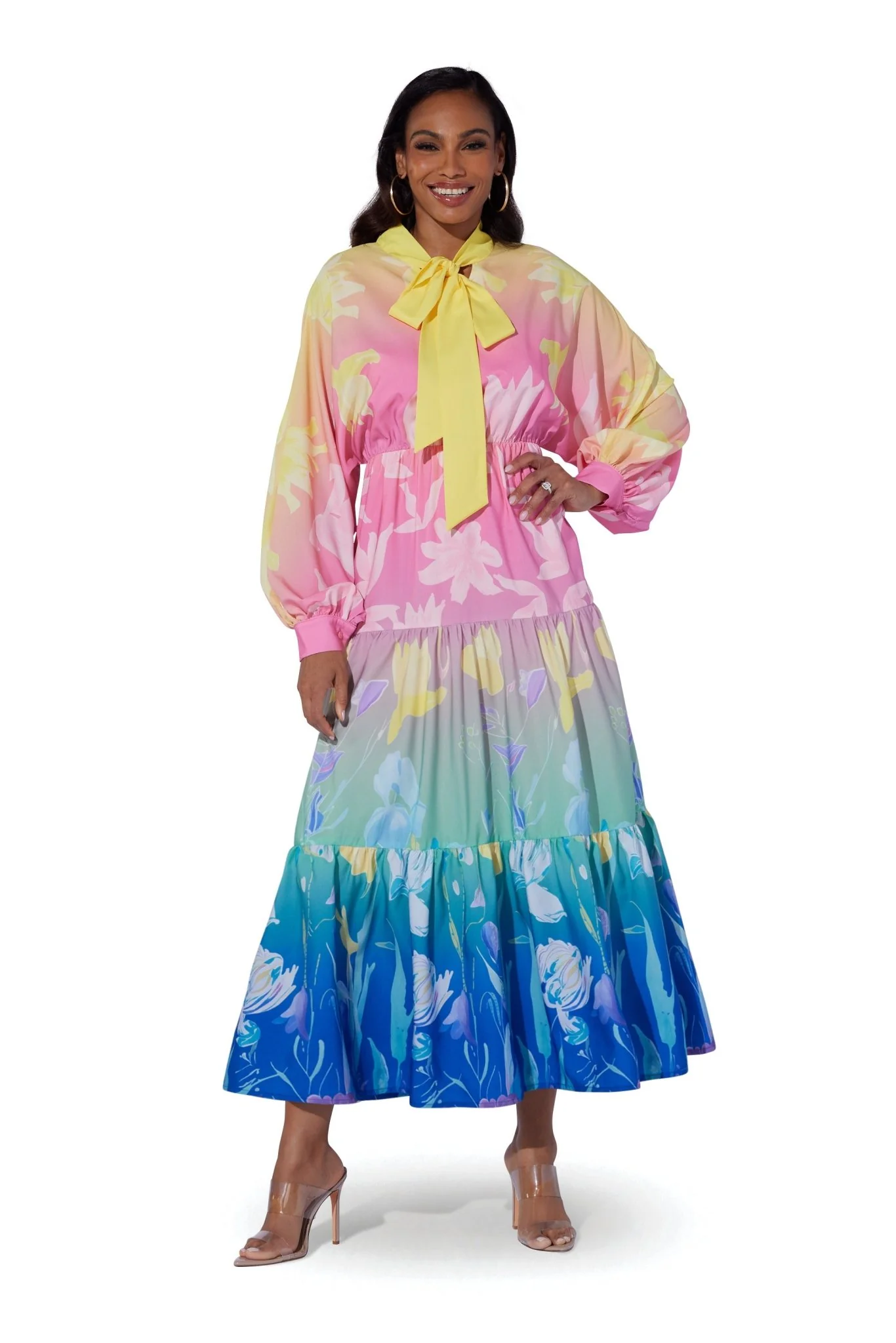 Neck-Tie Tiered Maxi Dress by Studio EY