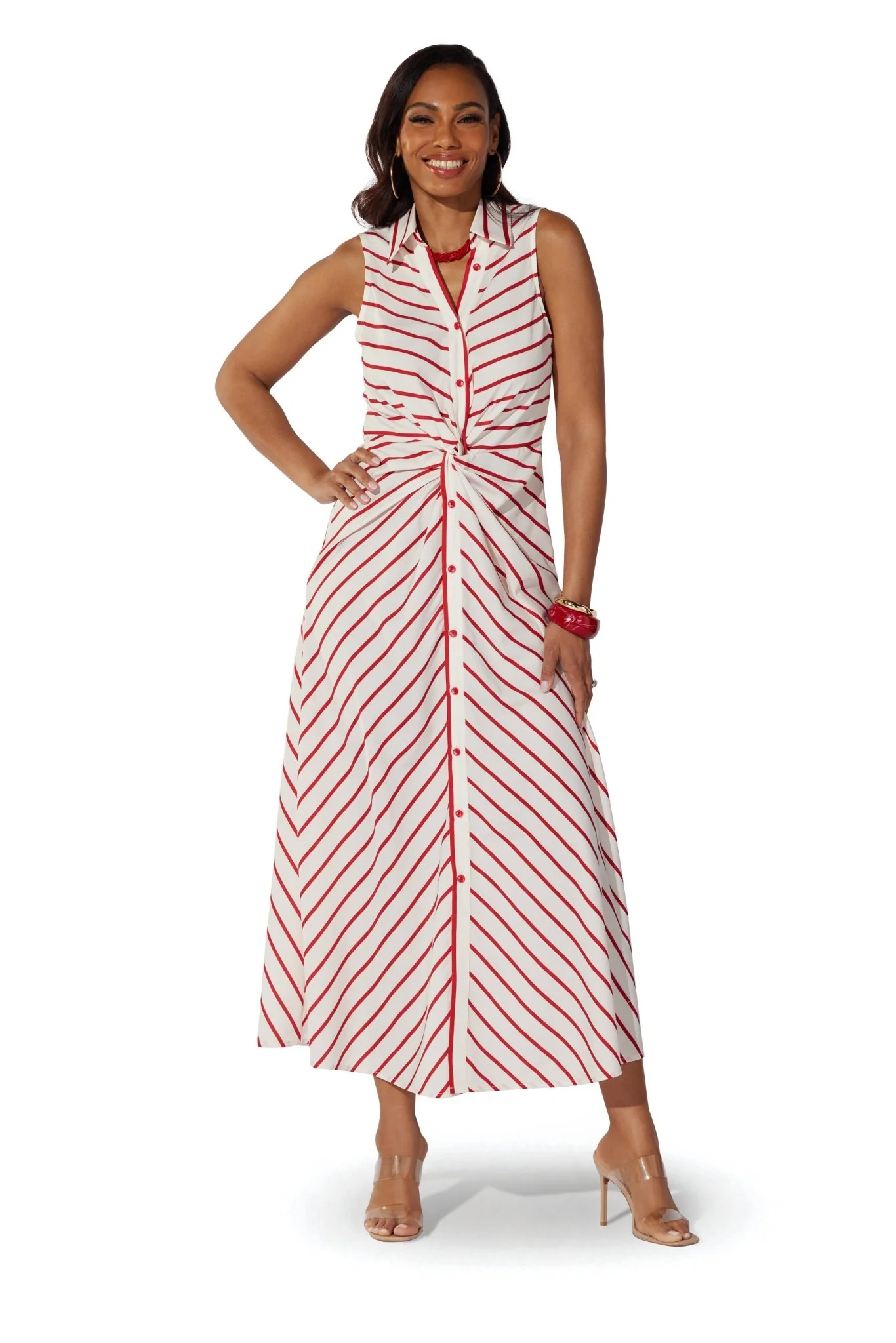 Stripe Twist Maxi Shirtdress by Studio EY