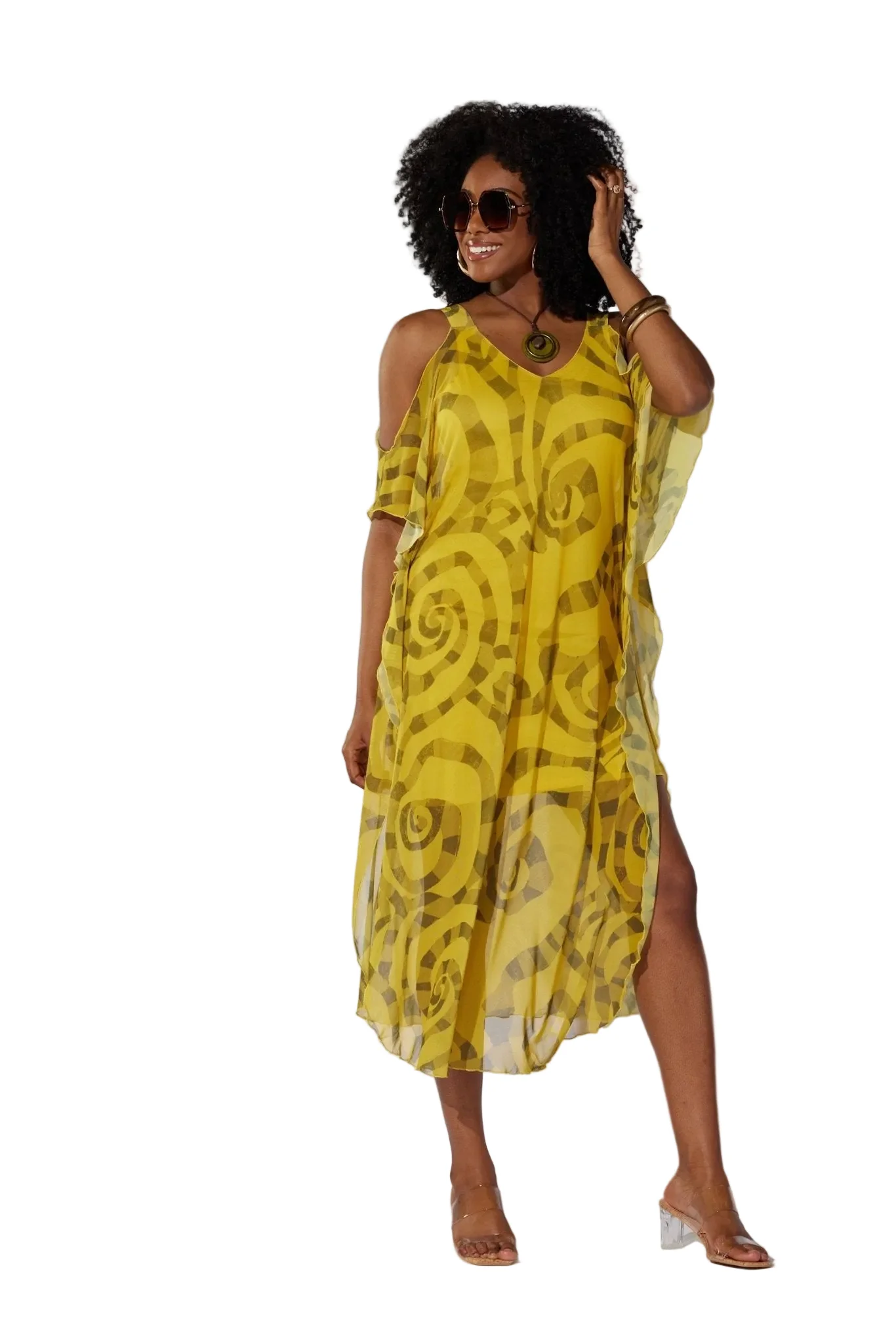 Tribal Cold Shoulder Midi Dress by Studio EY - Image 4