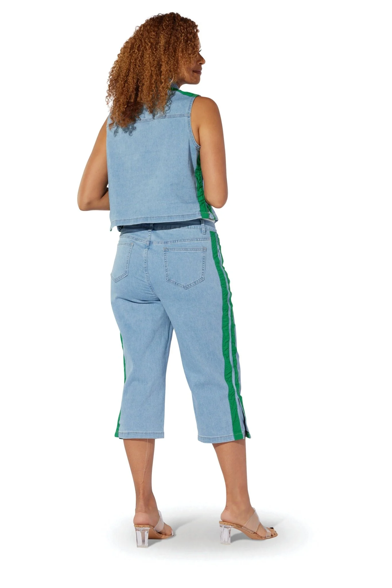 Trimmed Crop Denim Vest by Studio EY - Image 5