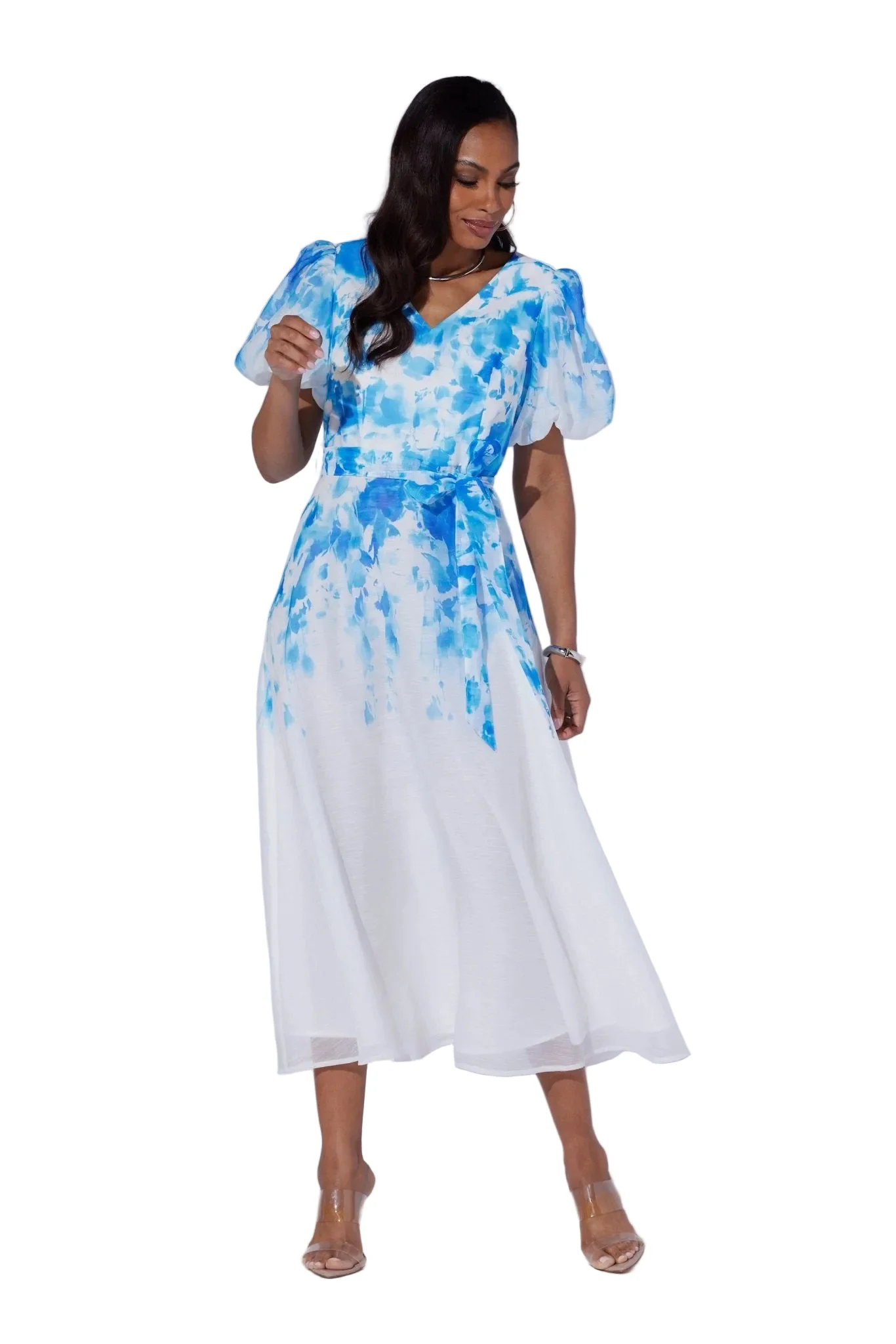 Watercolor Puff Sleeve Midi Dress by Studio EY - Image 2