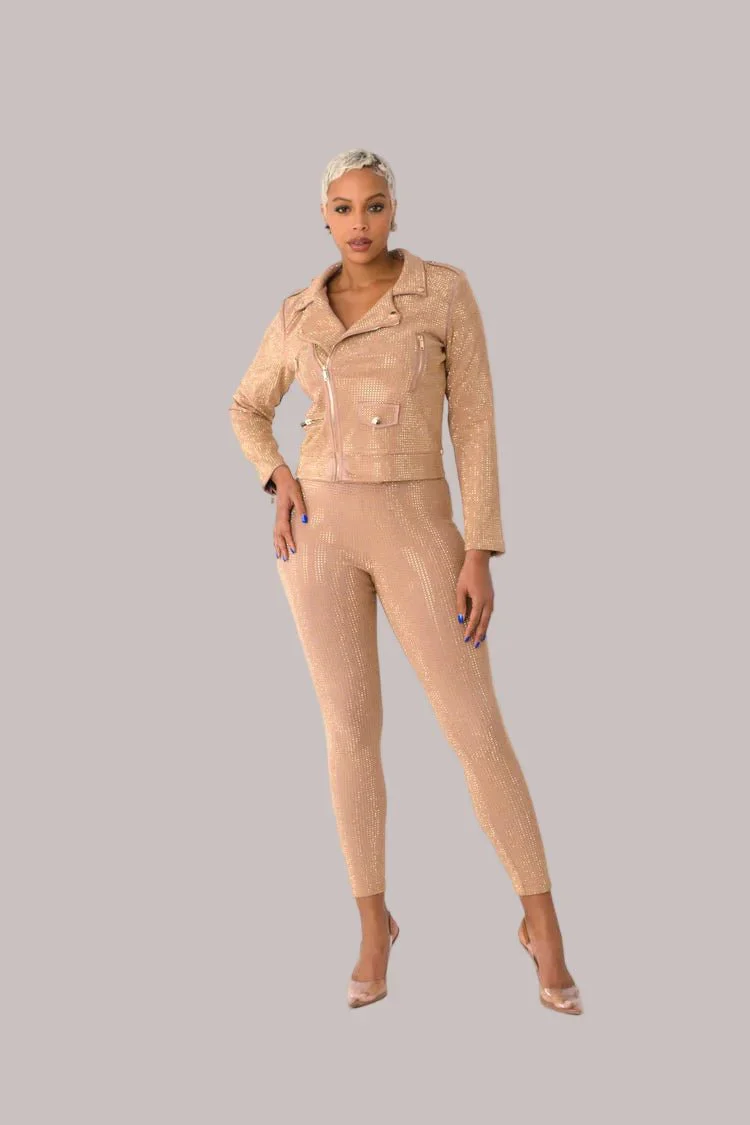 Suede Diamond Embellished Pants -82023 - Image 11