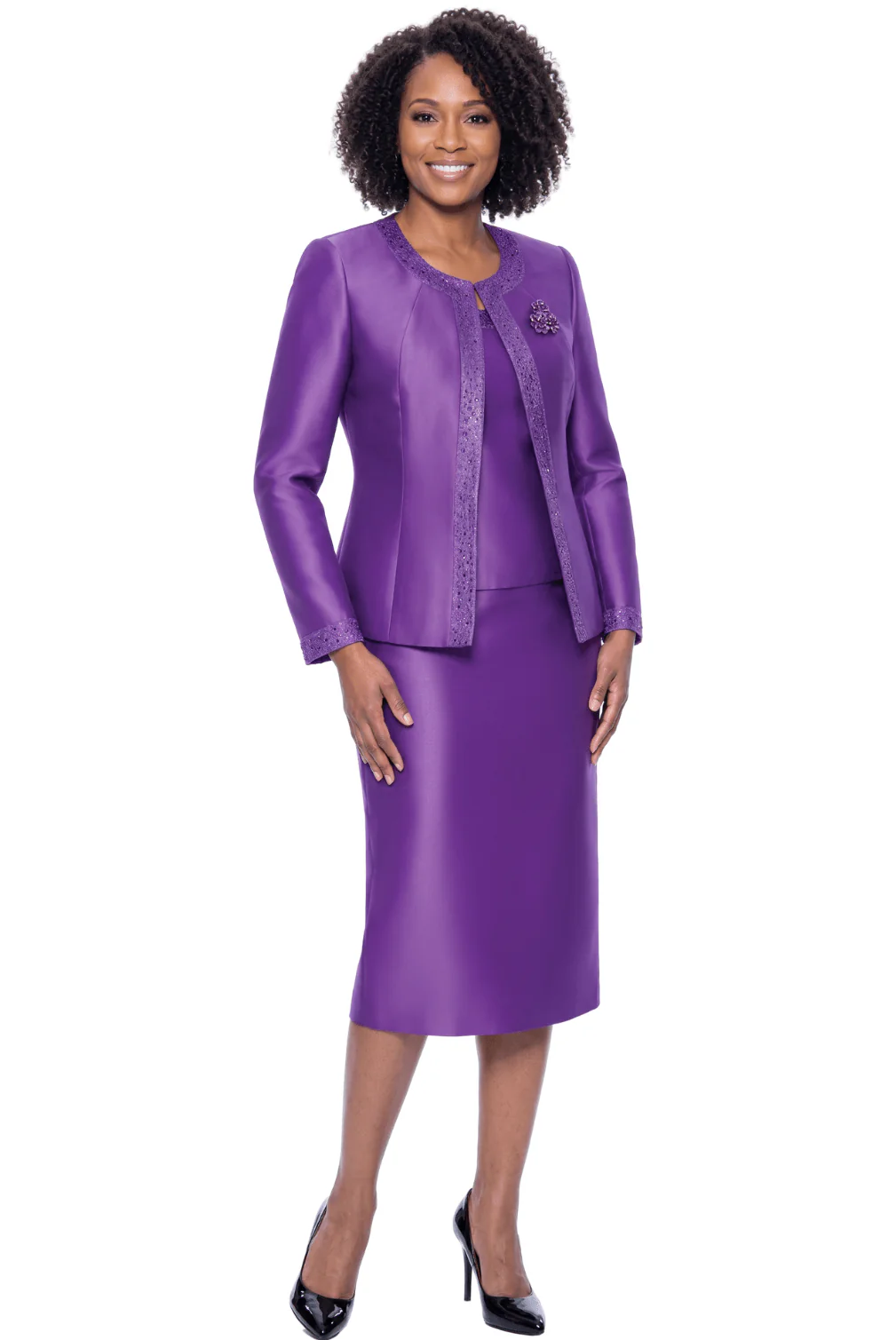 Embellished Trim Skirt Suit by Terramina - Image 6