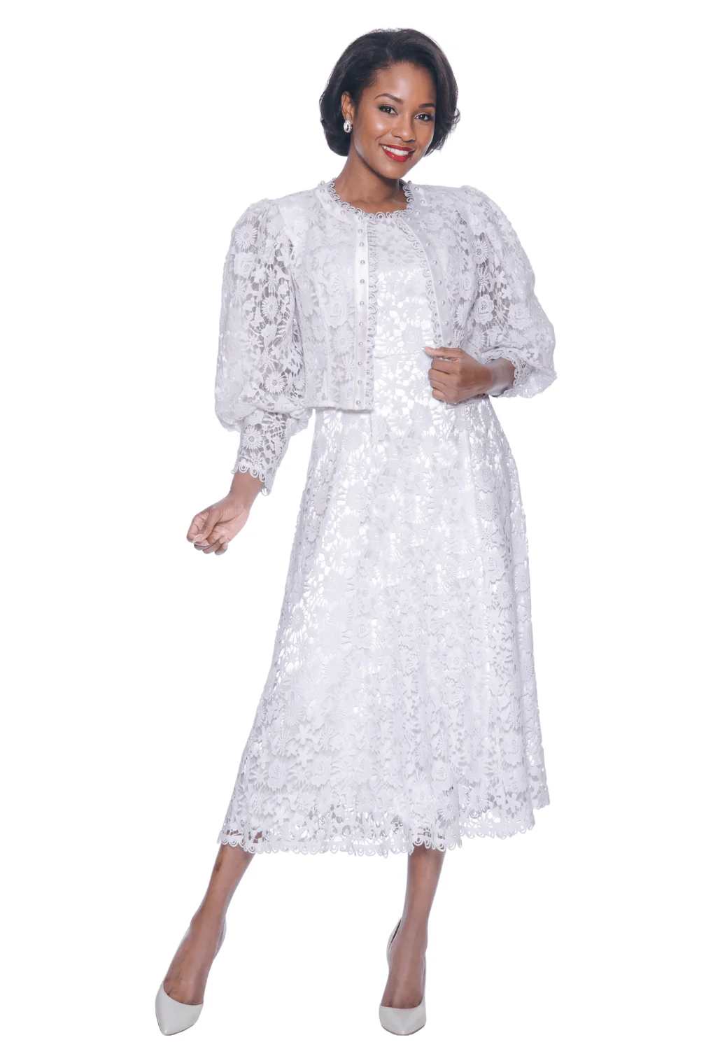 Floral Lace Midi Dress by Terramina - Image 4