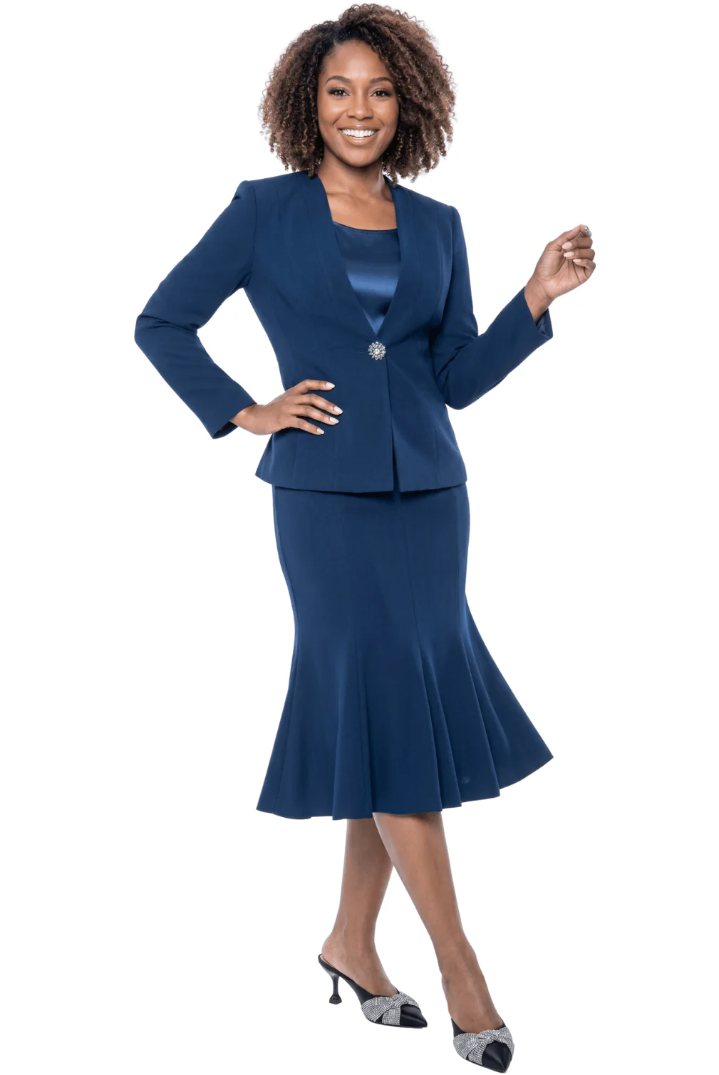Flounce Hem Skirt Suit by Terramina