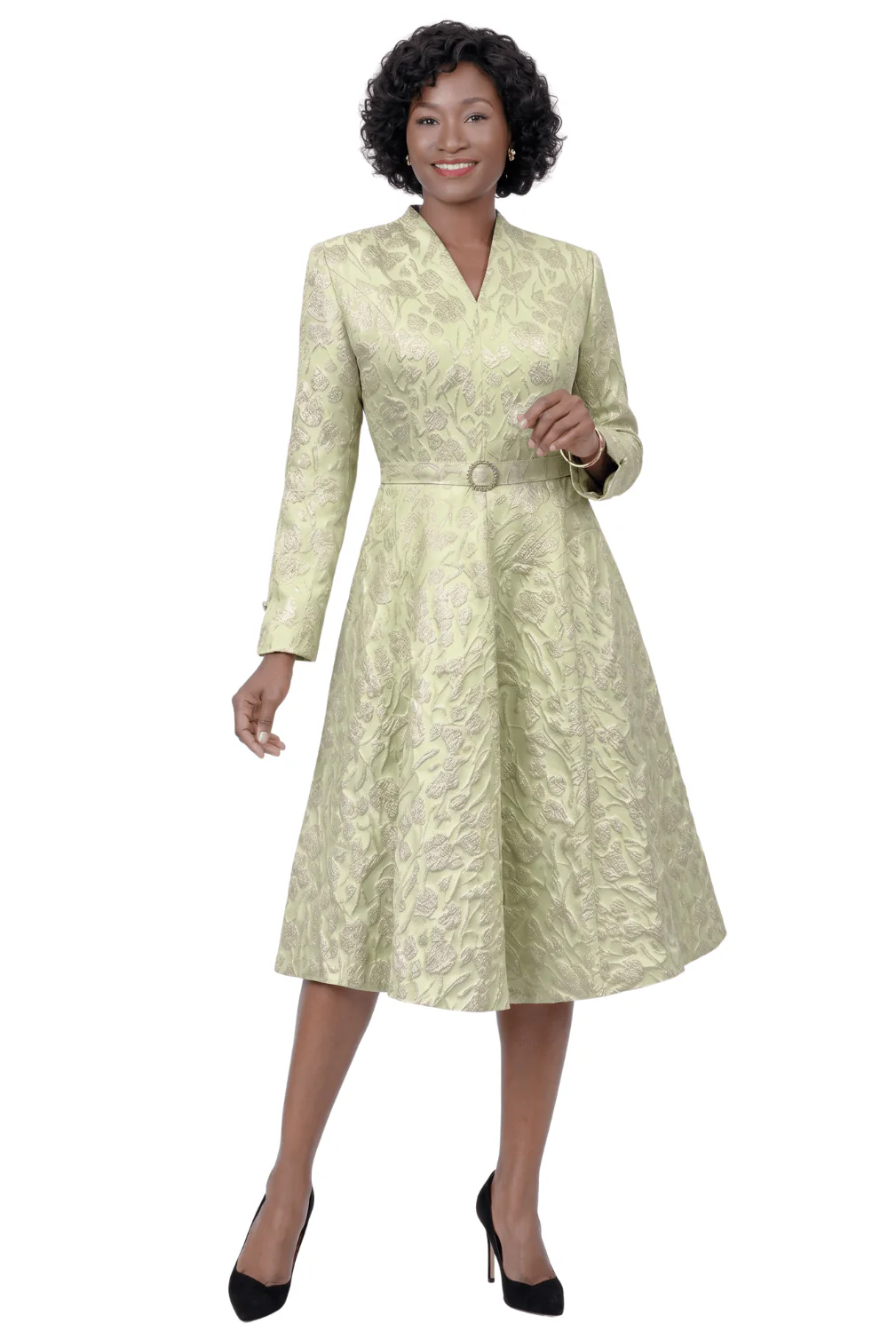 Metallic Jacquard Fit and Flare Dress by Terramina