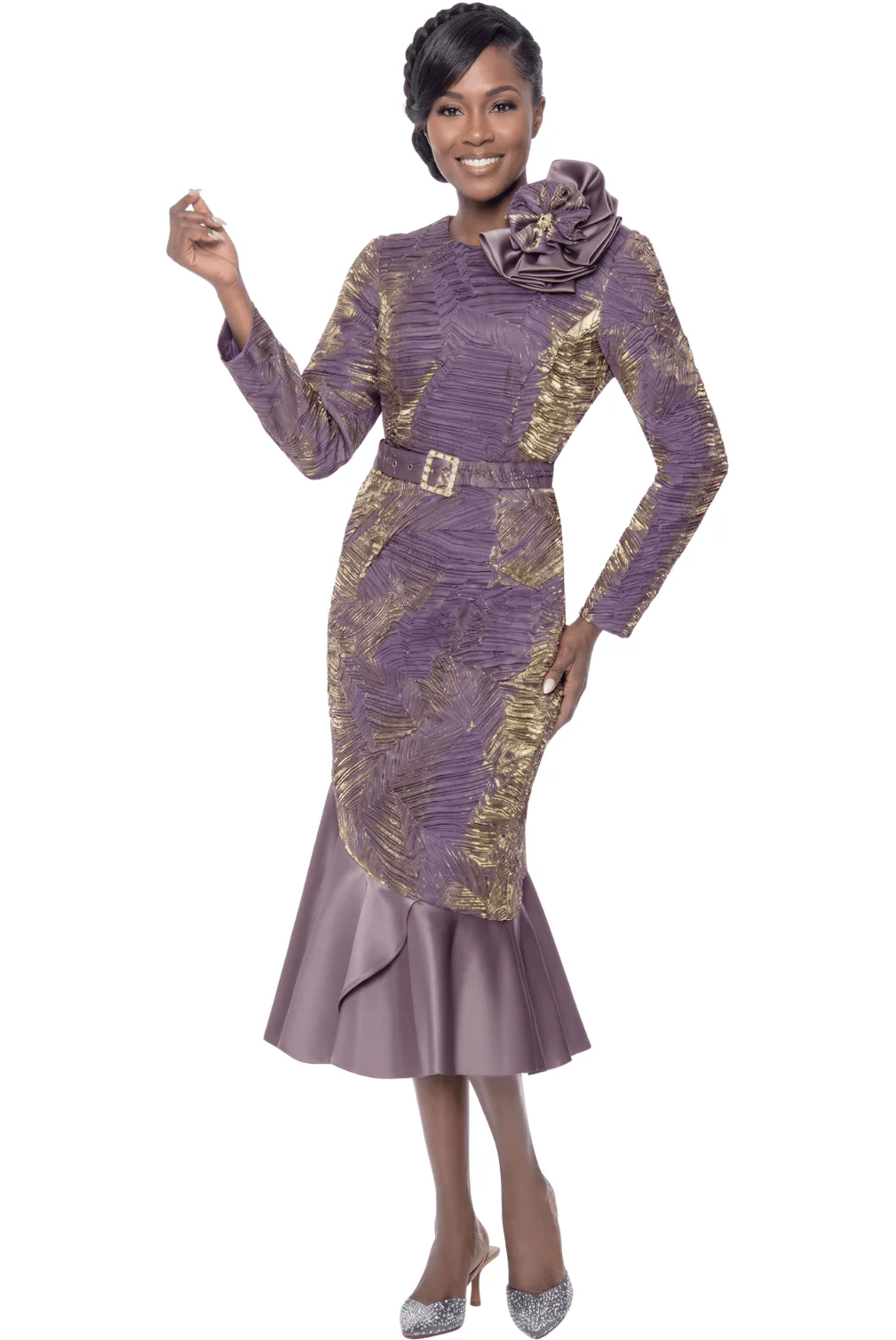 Metallic Jacquard Mermaid Dress by Terramina