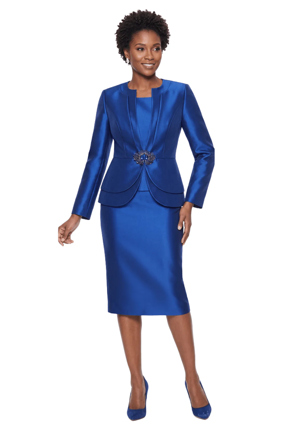 Satin Peplum Skirt Suit by Terramina