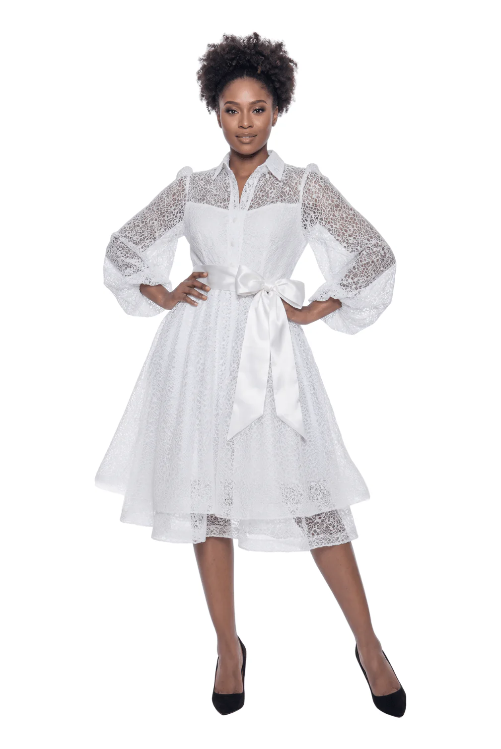 Satin Ribbon Lace Midi Dress by Terramina - Image 2