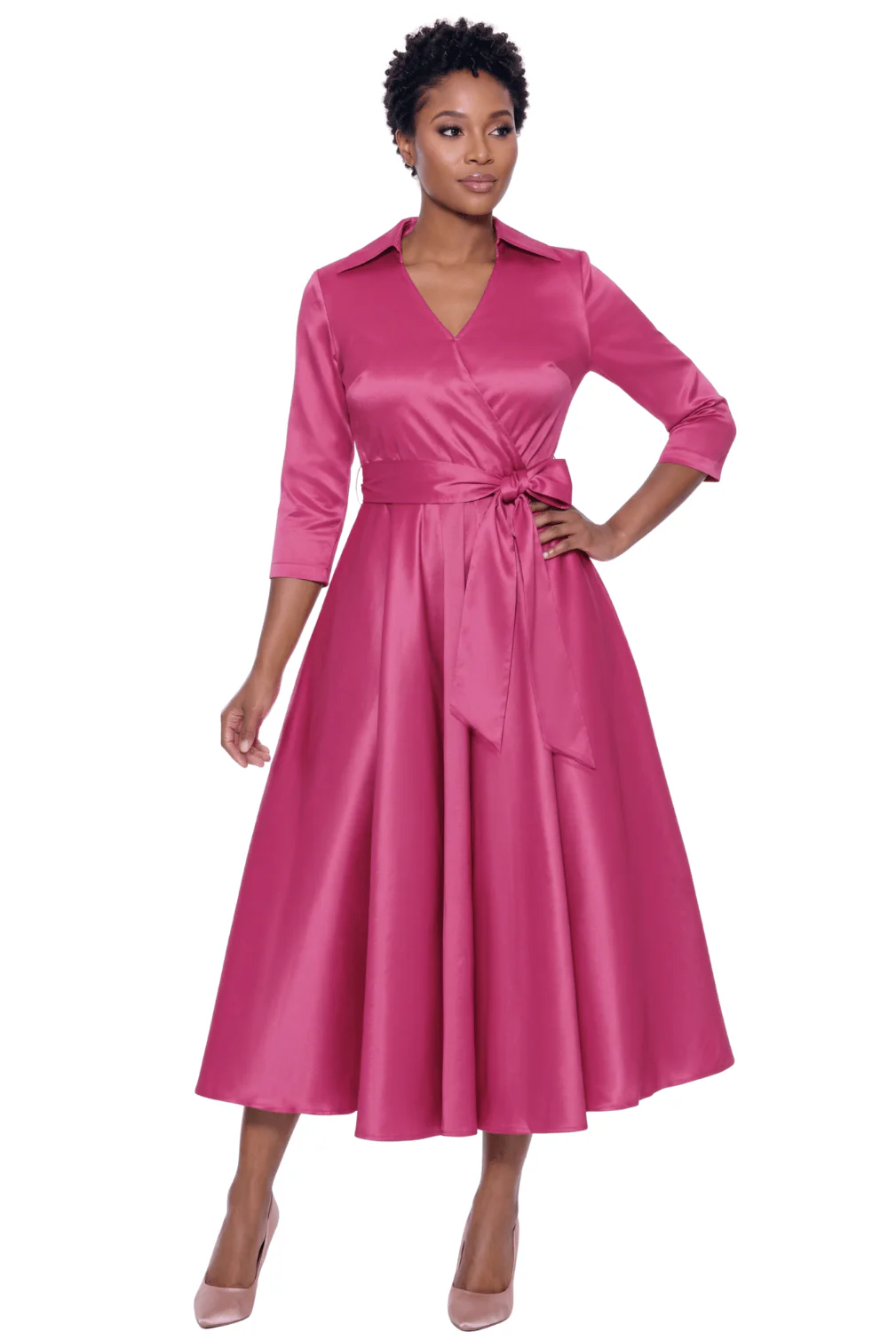 Satin Wrap Maxi Dress by Terramina - Image 2