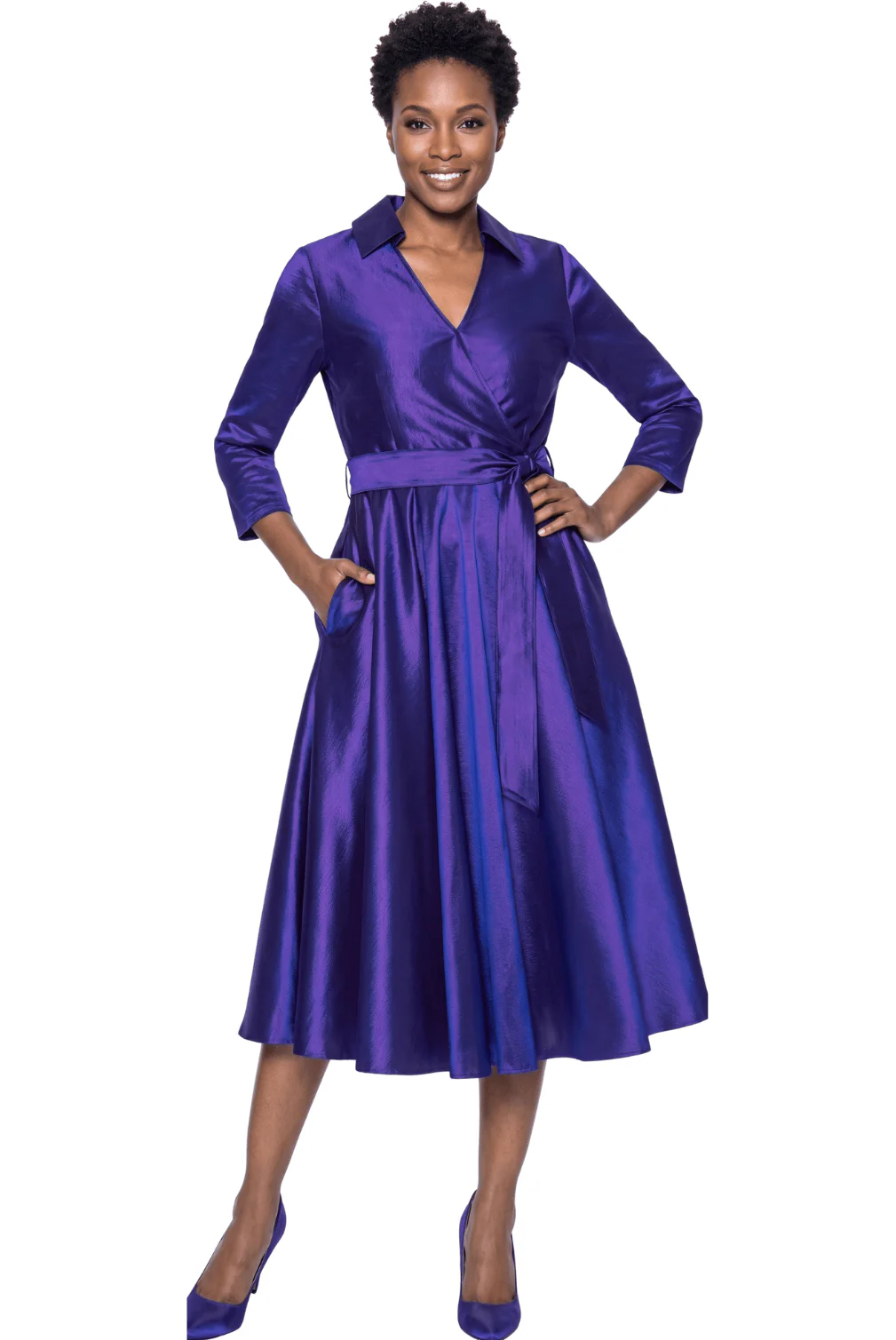 Satin Wrap Maxi Dress by Terramina - Image 3