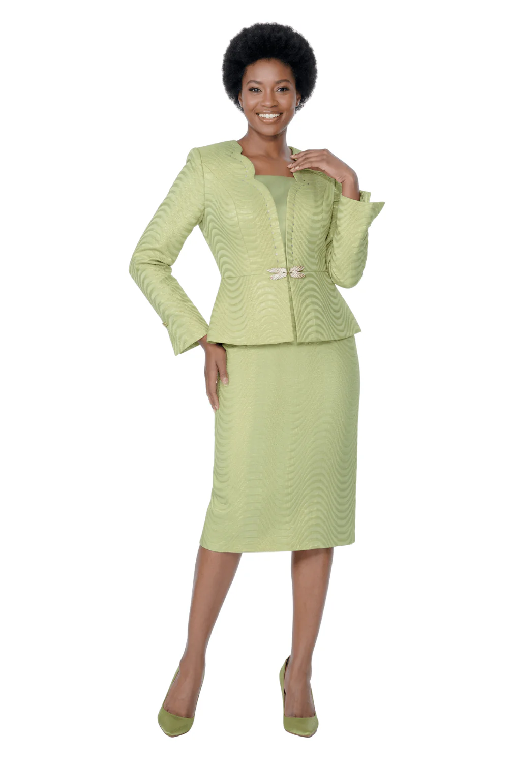 Scalloped Textured Skirt Suit by Terramina - Image 2