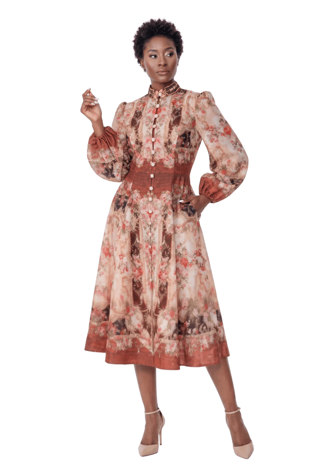 Vintage Floral Midi Dress by Terramina