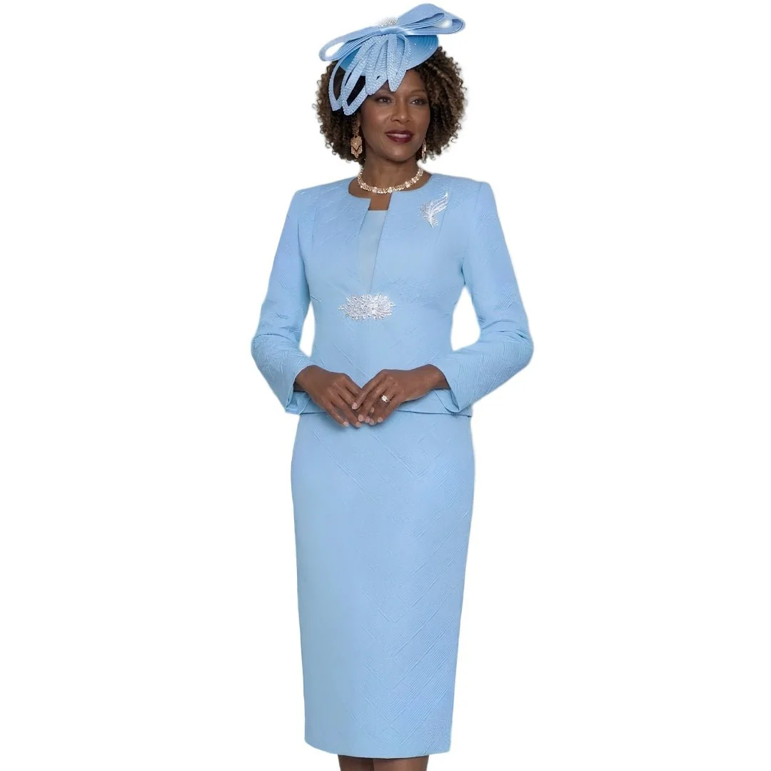 Textured Skirt Suit with Rhinestone Accents by Lily & Taylor - Image 3