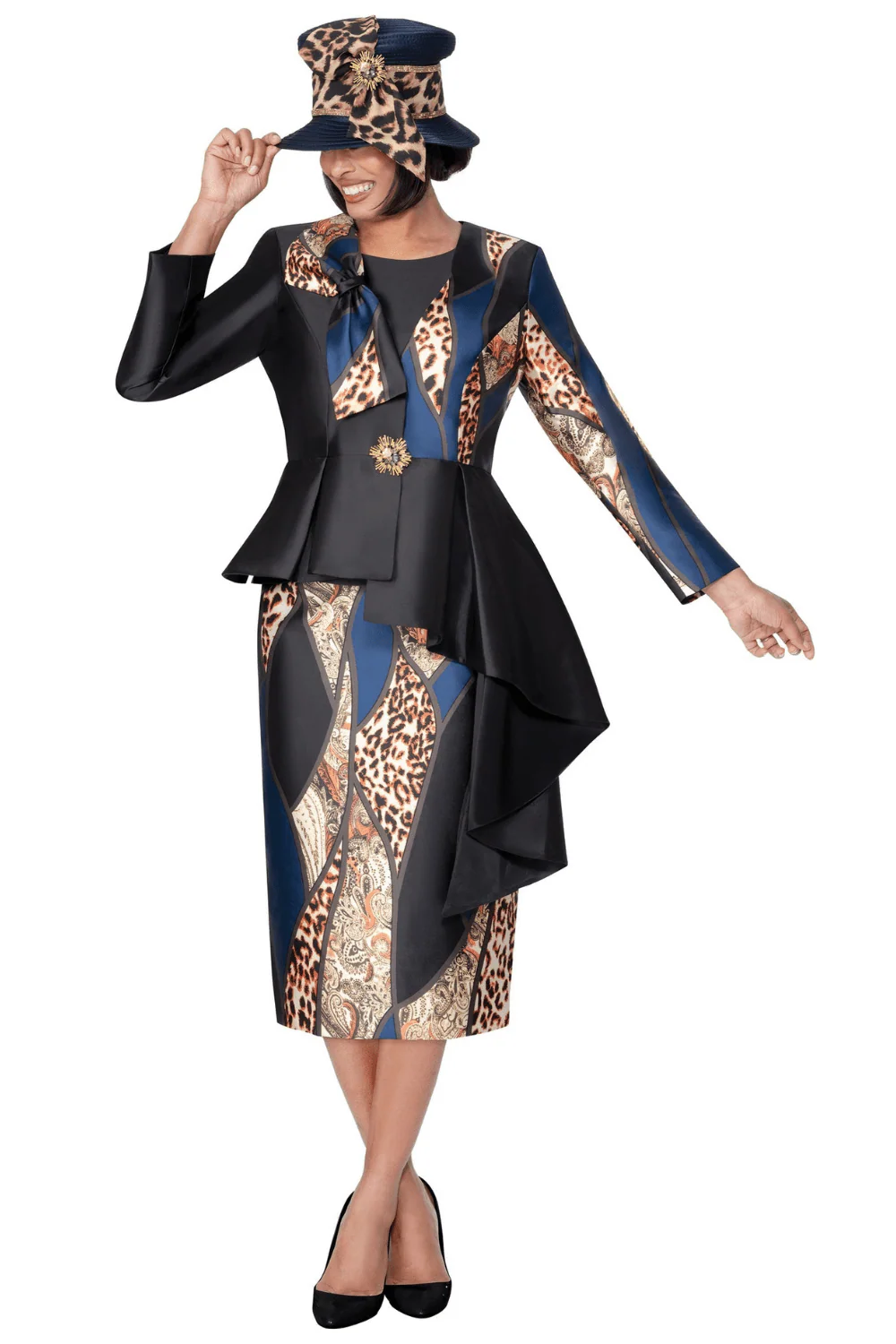 Three Piece Skirt Suit with Animal Print 400563 - Image 3