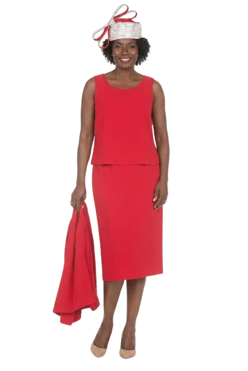 Timeless 3pc Skirt Suit with Jewel Brooch - Image 2