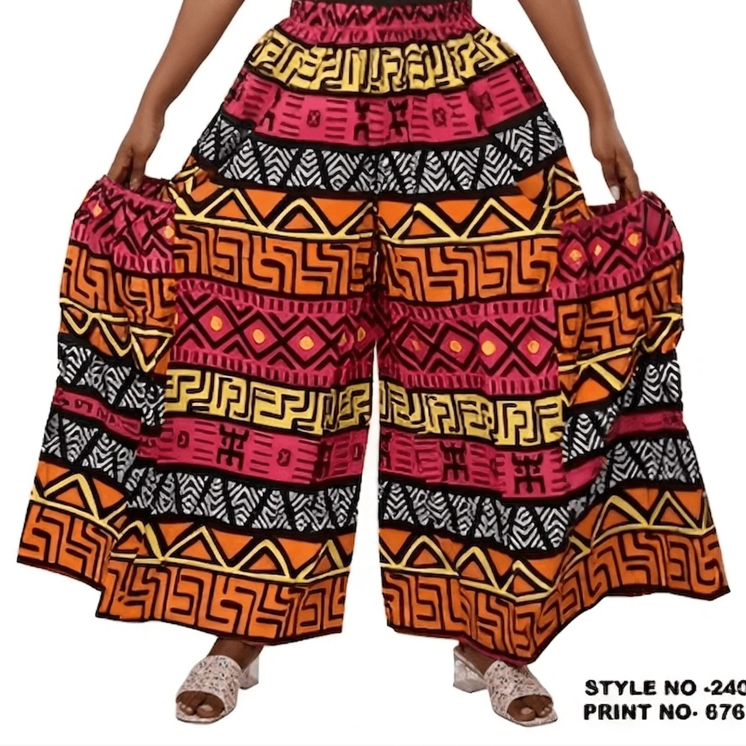 Tribal Motif Wide-Leg Trouser - Image 3