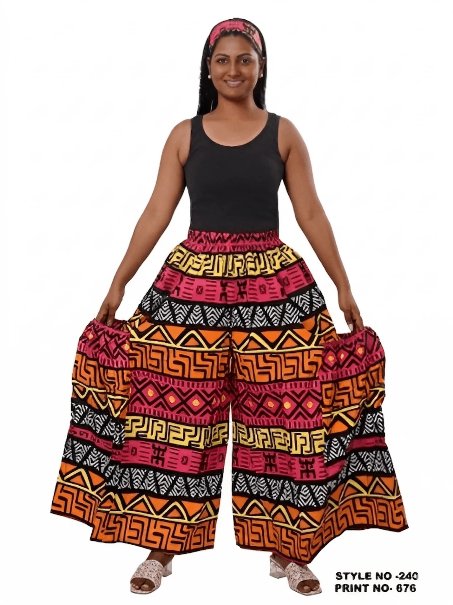 Tribal Motif Wide-Leg Trouser - Image 4