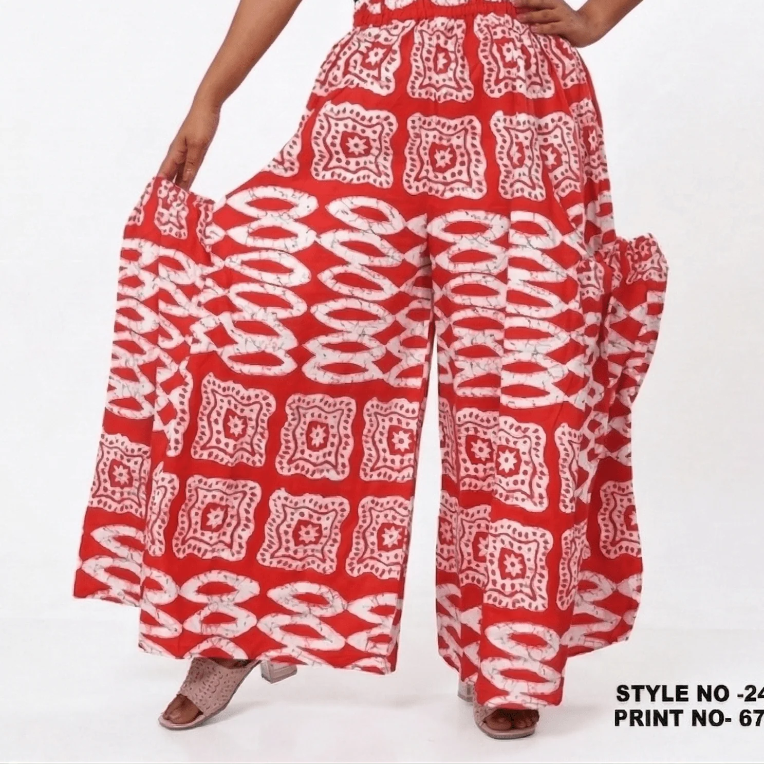 Tribal Motif Wide-Leg Trouser - Image 7