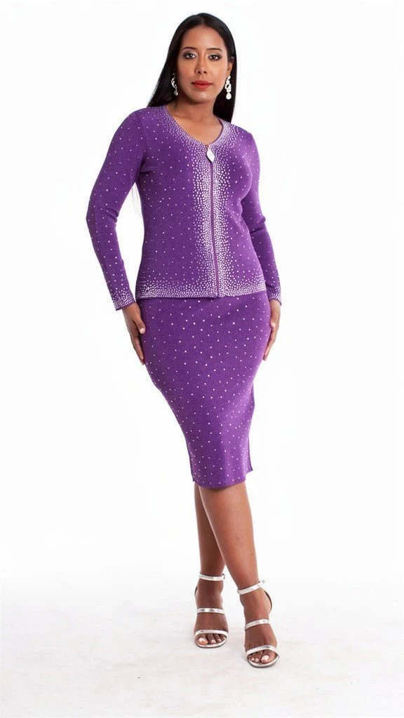 Trinity Sparkle Knit Skirt Suit - 5394 - Image 2