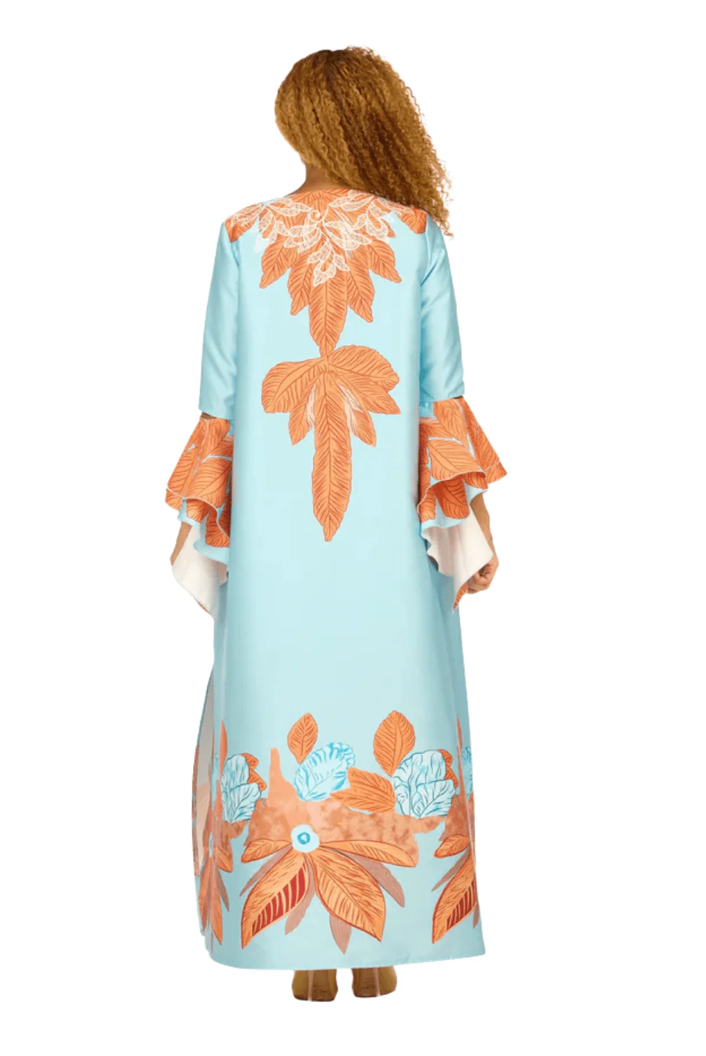 Tropical Leaf Print Maxi Caftan Dress - Image 2