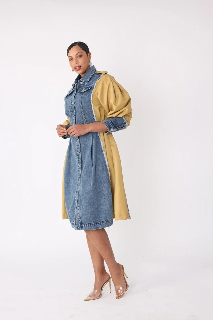 Two Tone Denim Dress -82397 - Image 2