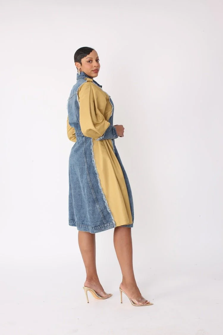 Two Tone Denim Dress -82397 - Image 4