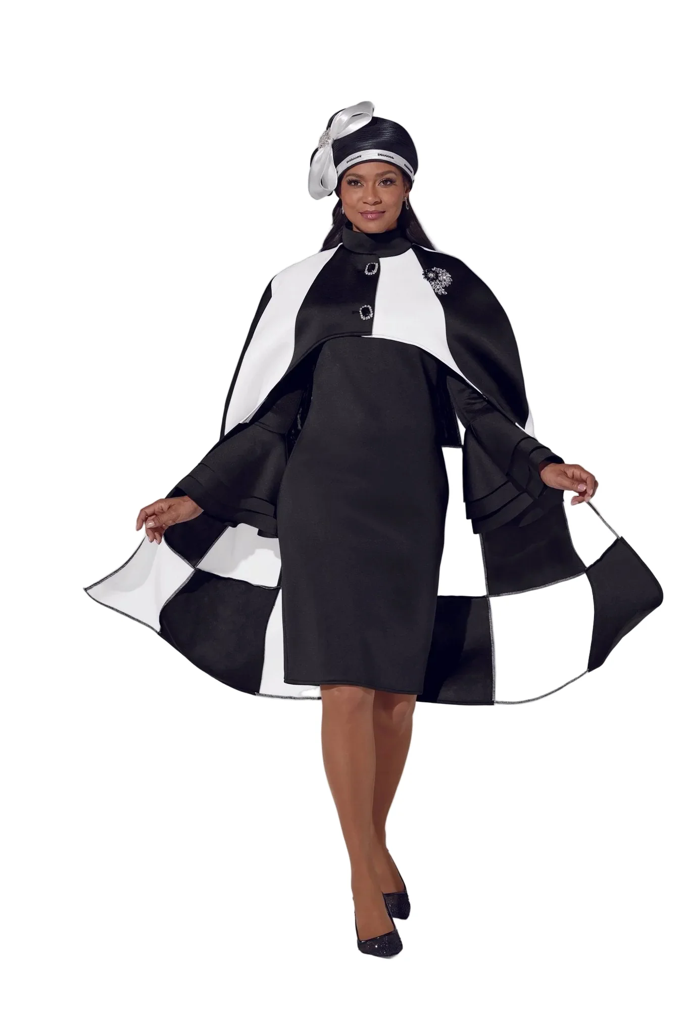 Two-Tone Knit Cape Dress by EY Boutique - Image 3