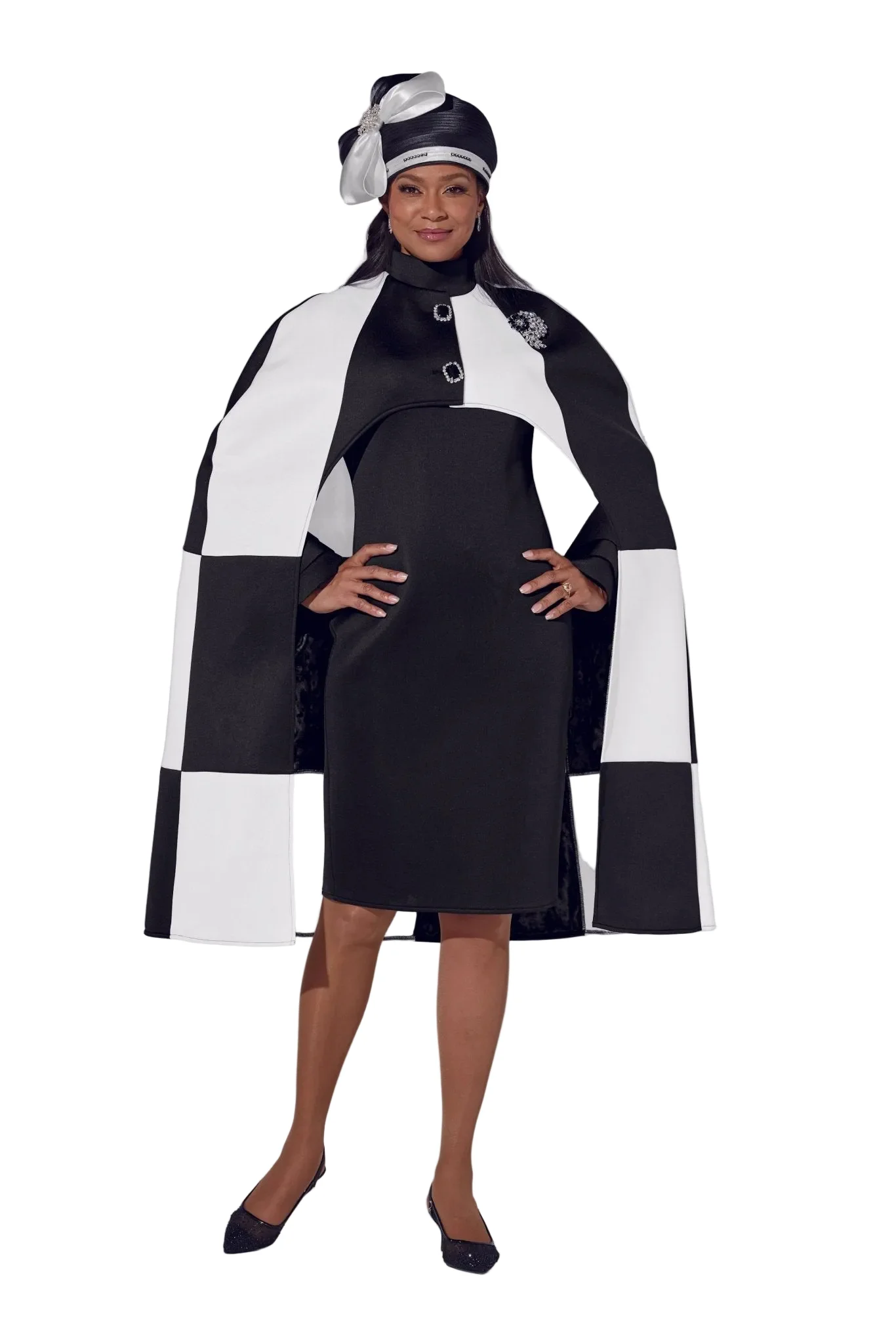 Two-Tone Knit Cape Dress by EY Boutique - Image 4
