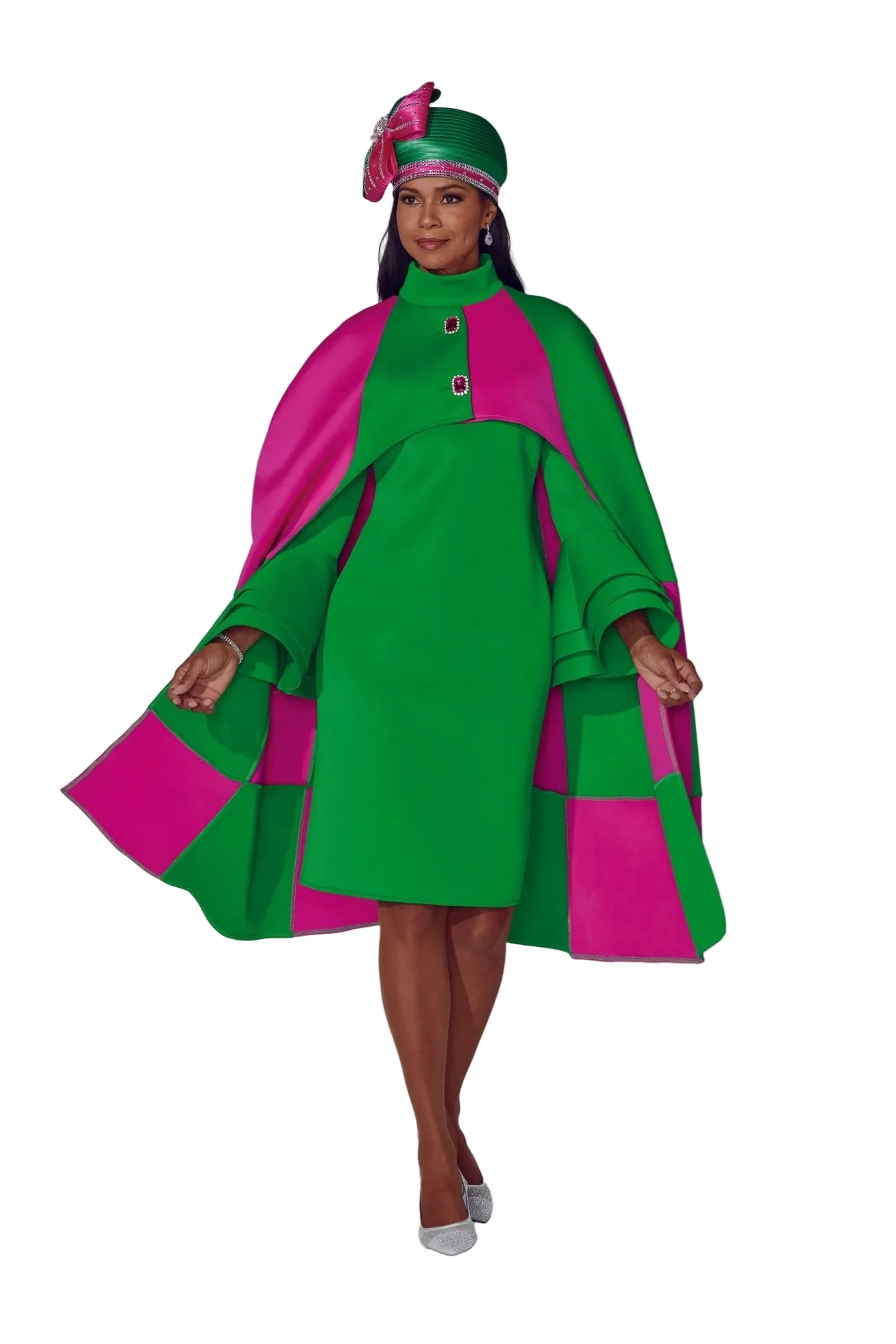 Two-Tone Knit Cape Dress by EY Boutique - Image 6