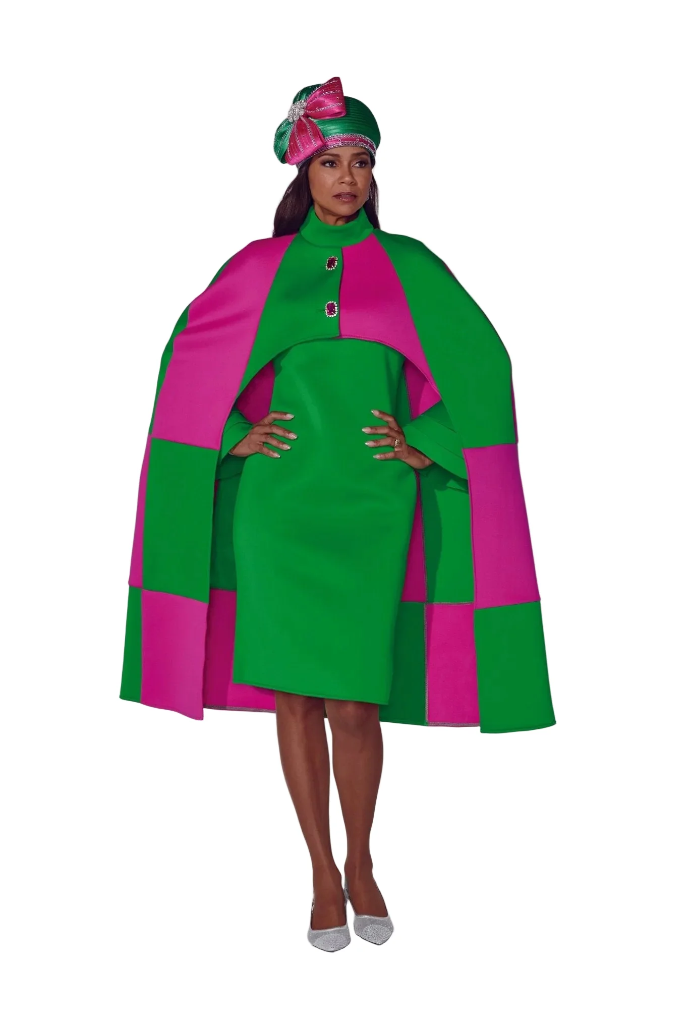 Two-Tone Knit Cape Dress by EY Boutique - Image 8