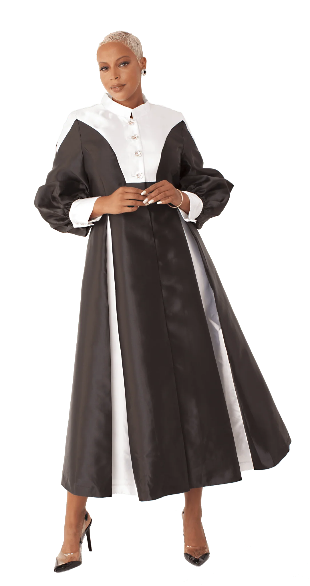 Two-Toned Woven Cassock Robe- 4802 - Image 7
